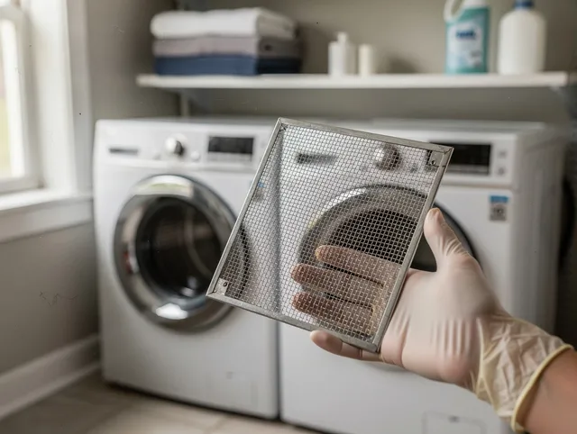 Wilton Dryer Vent Cleaning specialist performing detailed lint trap cleaning service in Wilton